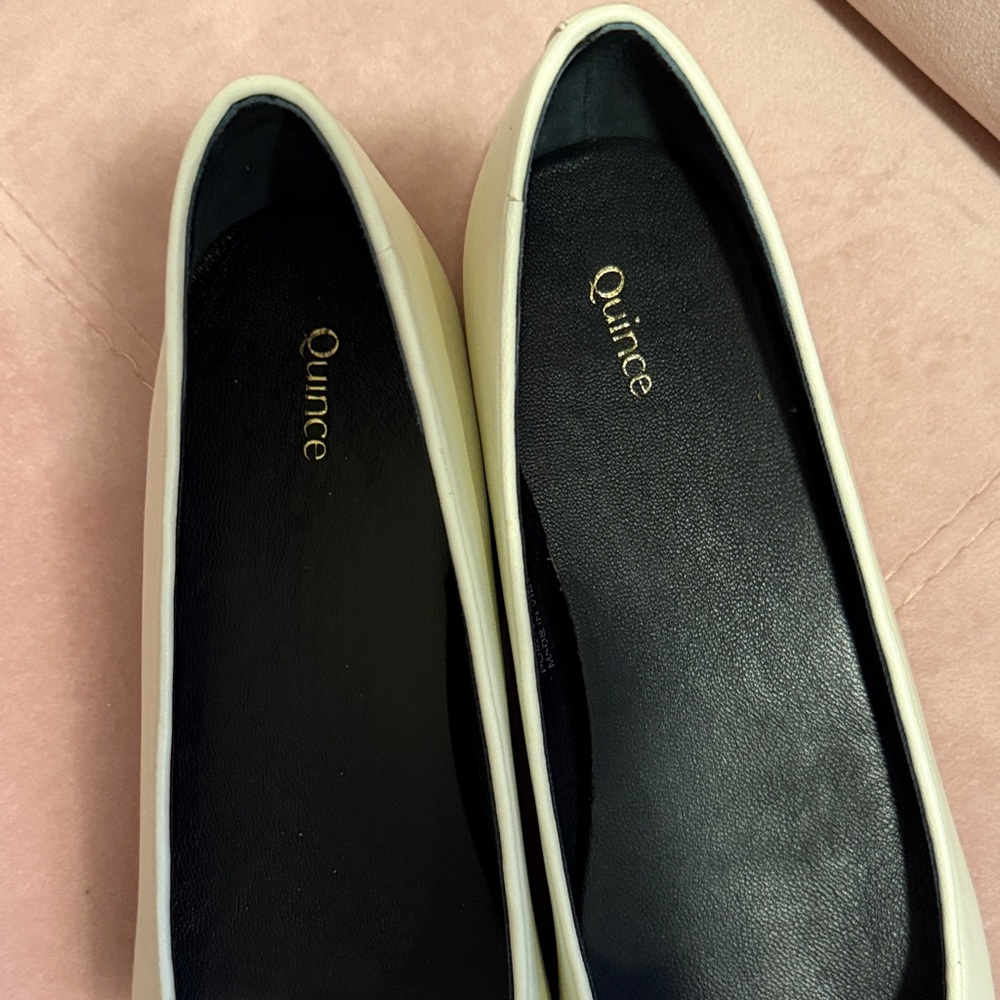 Quince Two-Tone Black & White Women's Ballet Flats - Picture 2 of 3